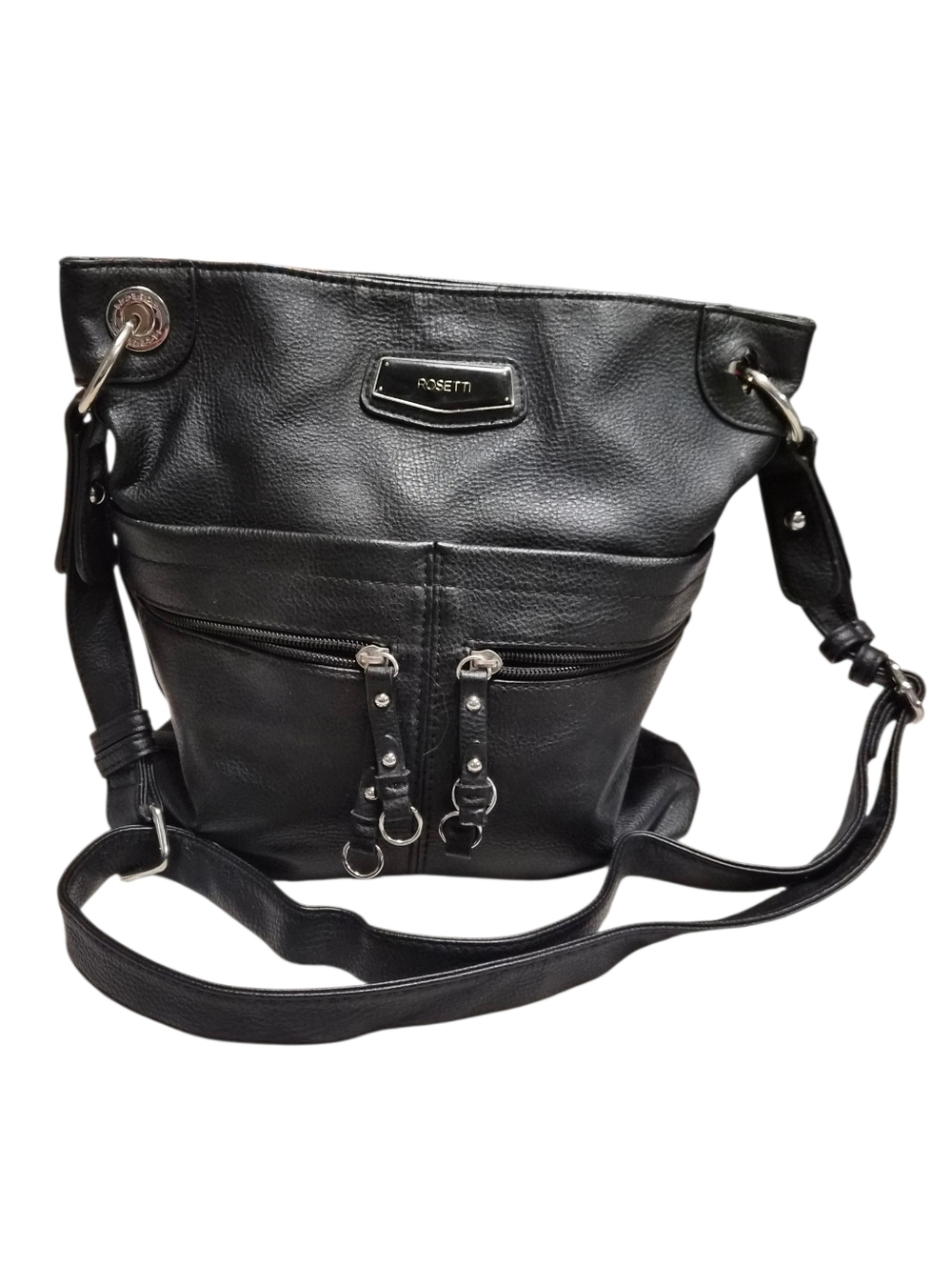 Rosetti Black Crossbody Shoulder Bag – Faux Leather Multi Pocket